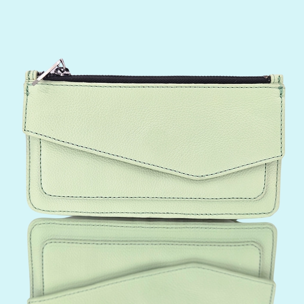 Botkier Wallet Clutch Dusty Mint Leather Cobble Hill Wristlet Minimalist Boho